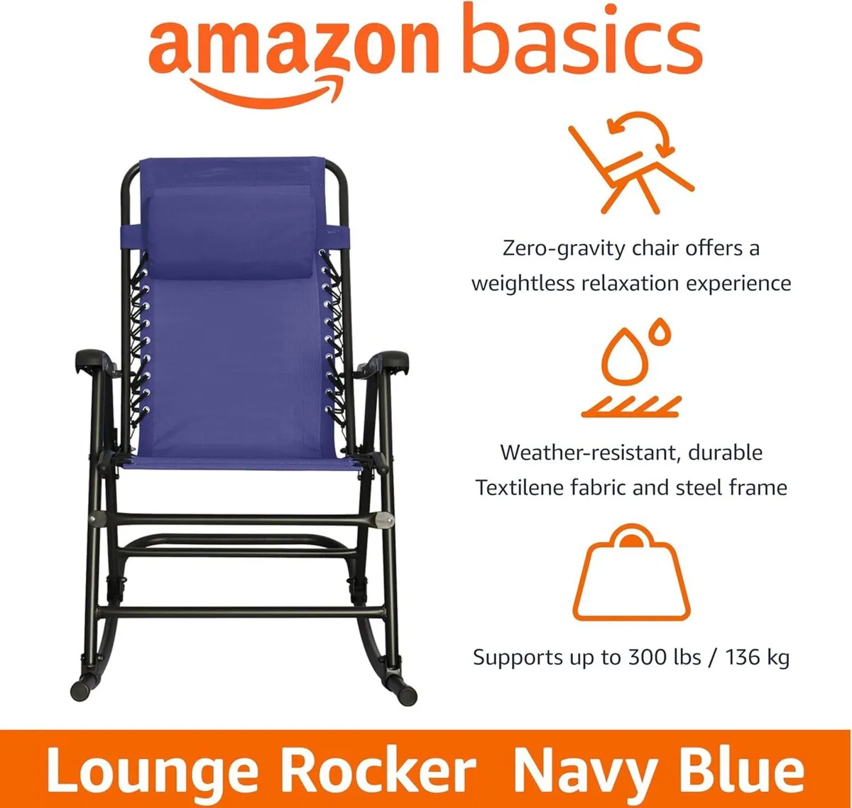Foldable Rocking Chair Blue - Image 4
