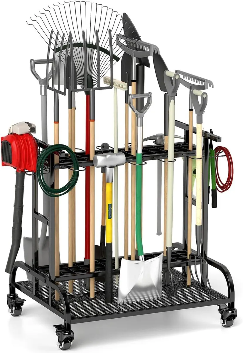 Garden Tool Storage Organizer on Wheels 3 Tier - Image 1