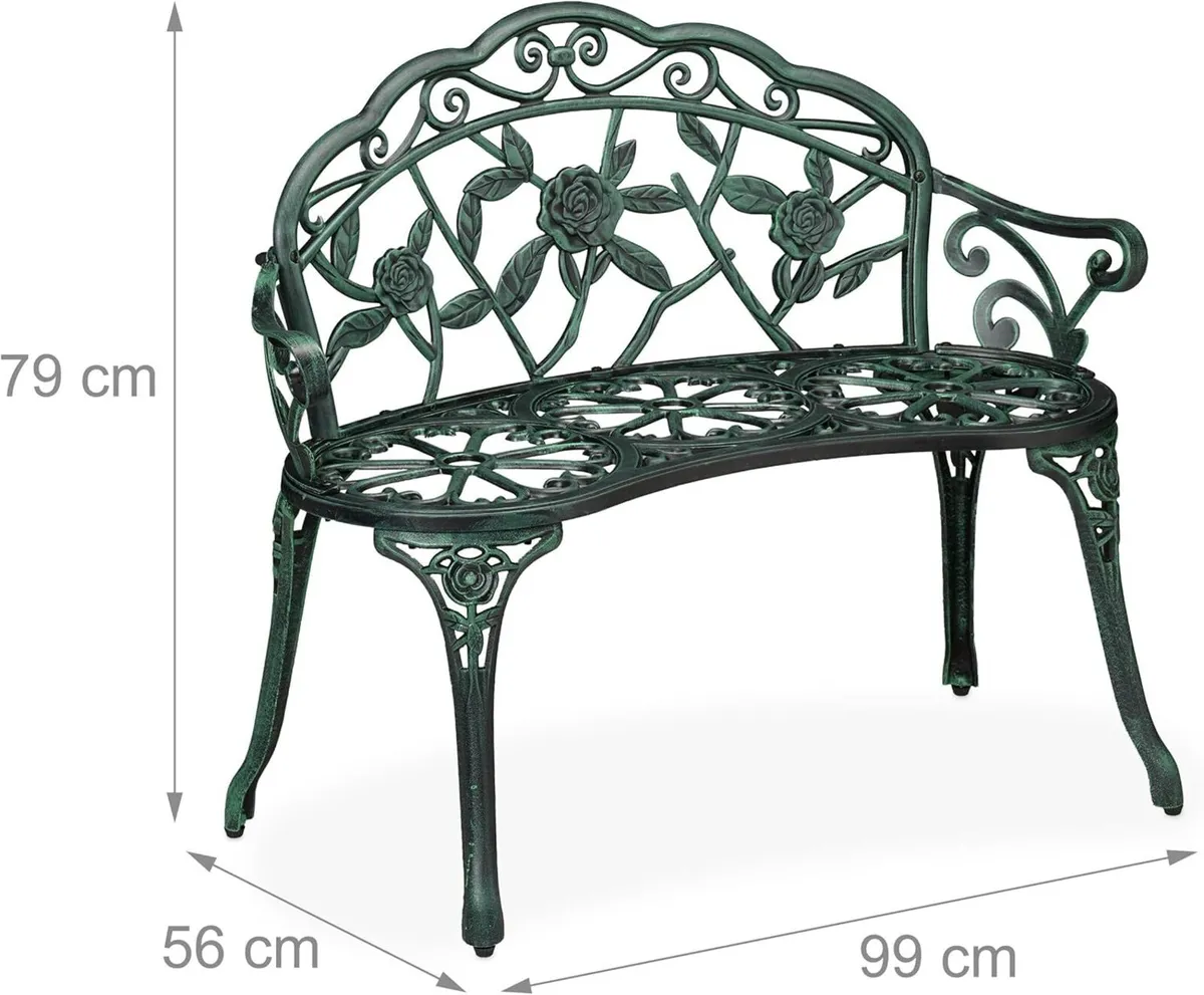 Garden Bench 2-Seater Balcony Patio Aluminium - Image 3