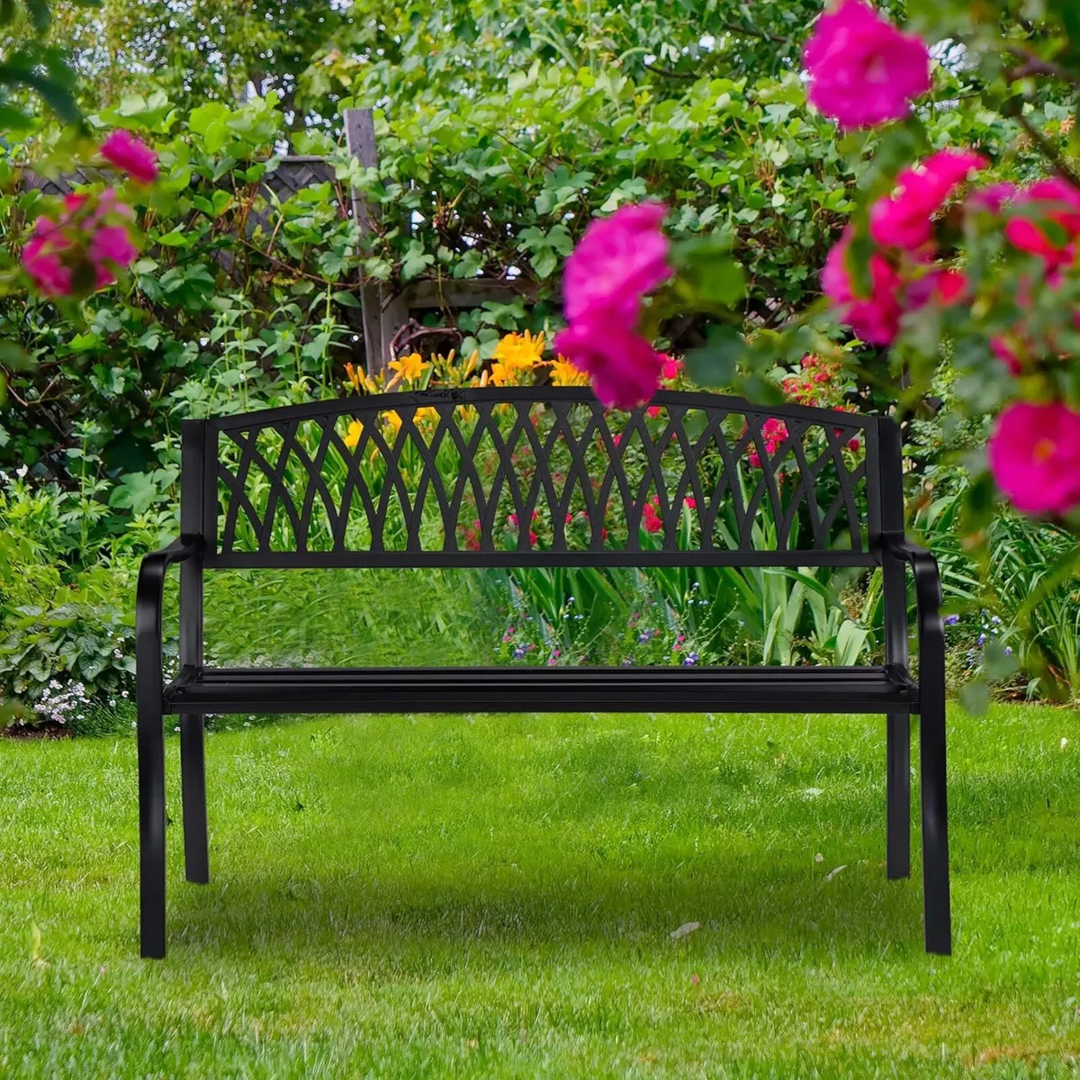 Garden Bench 2-Seater Iron Balcony Terrace - Image 2