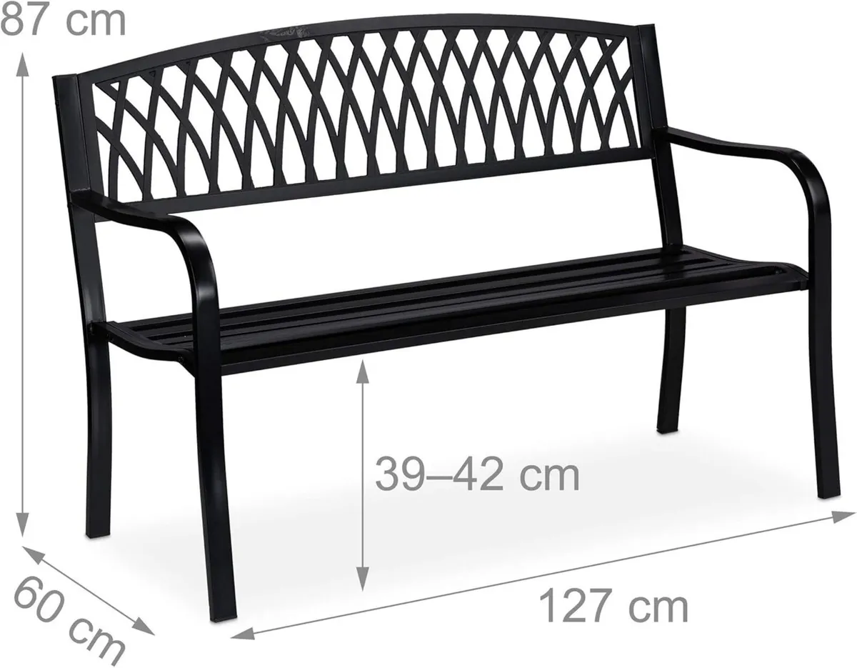 Garden Bench 2-Seater Iron Balcony Terrace - Image 3