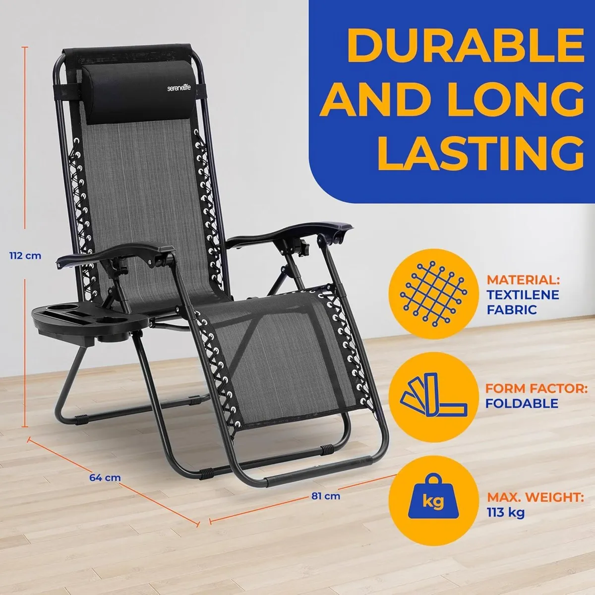 Zero Gravity Lounge Chair Adjustable Steel Mesh - Image 2