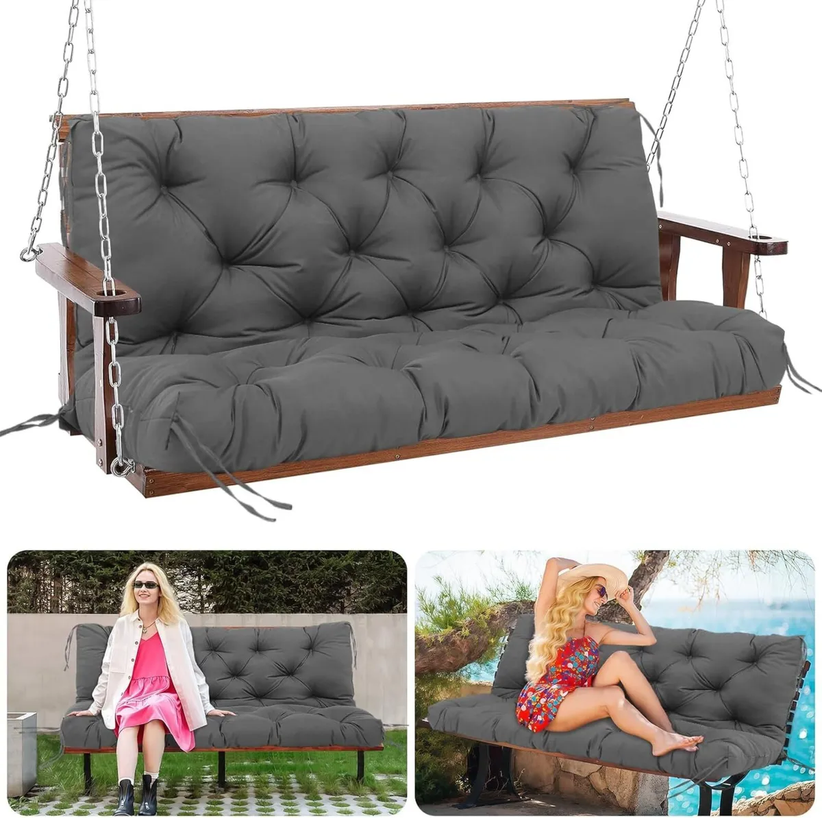 Garden Swing Cushions 3 Seater 150cm Outdoor - Image 1