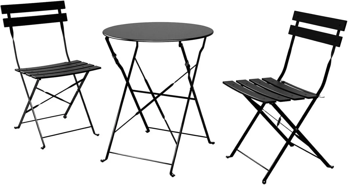 Bistro Set 3 Pieces Garden Furniture Folding 2 - Image 1