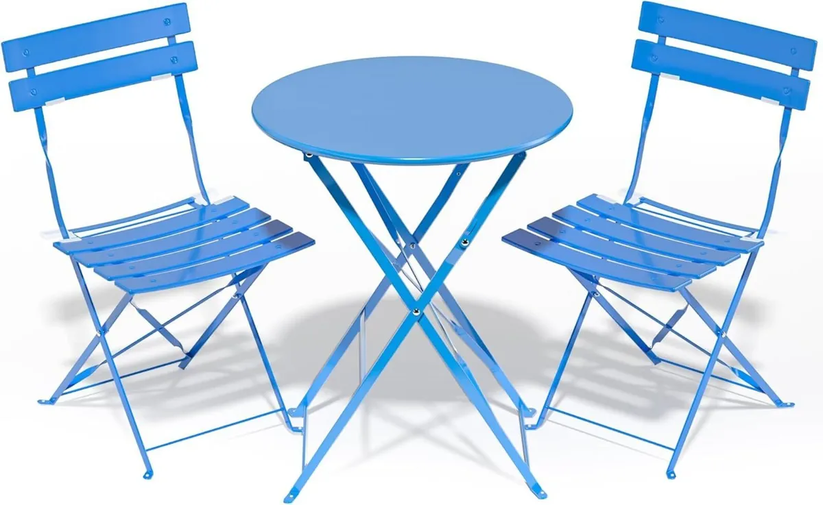 Folding Bistro Table and Chairs Set of 2 Balcony - Image 1