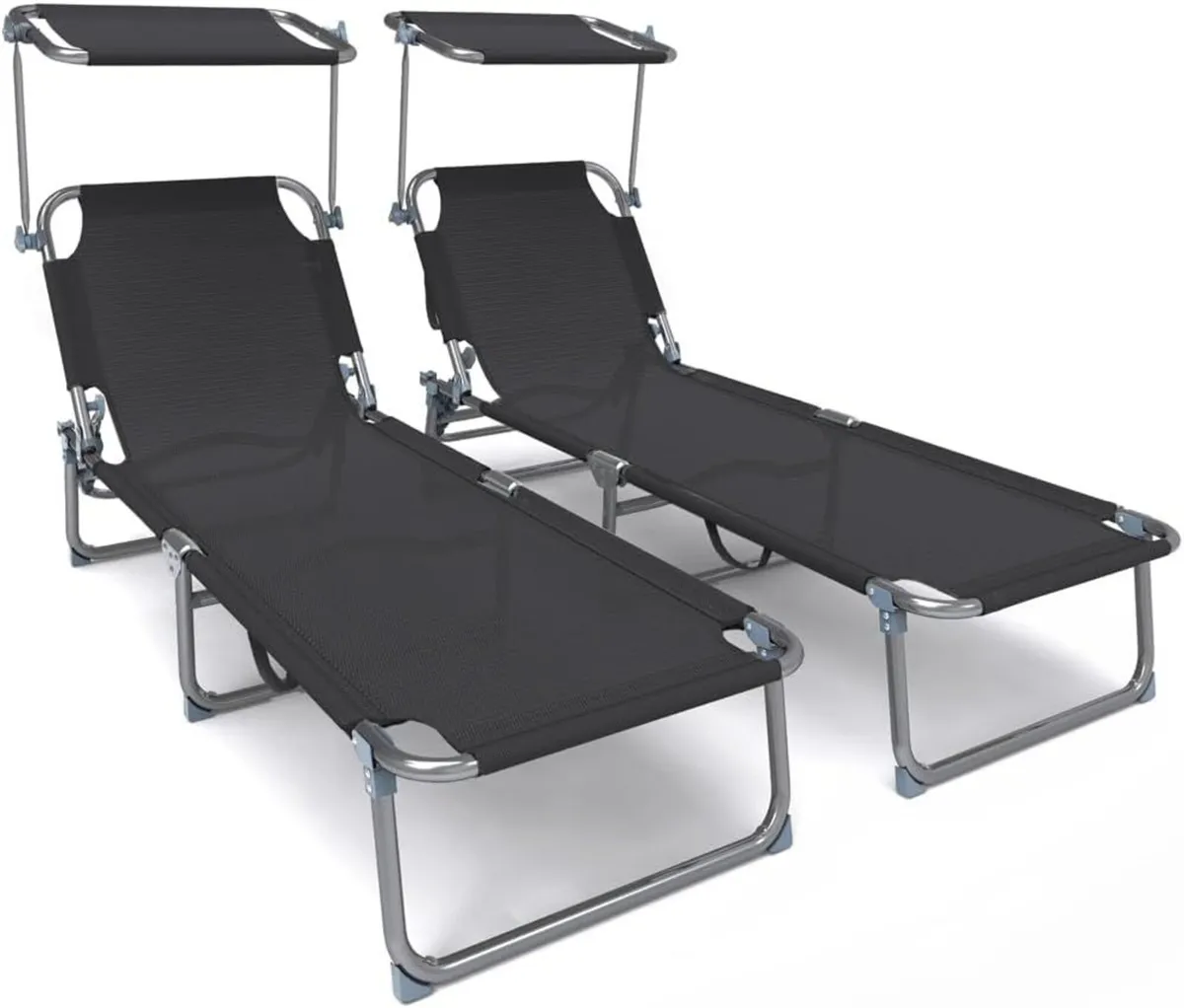 ® Folding Sun Loungers Set of 2 Textilene - Image 1