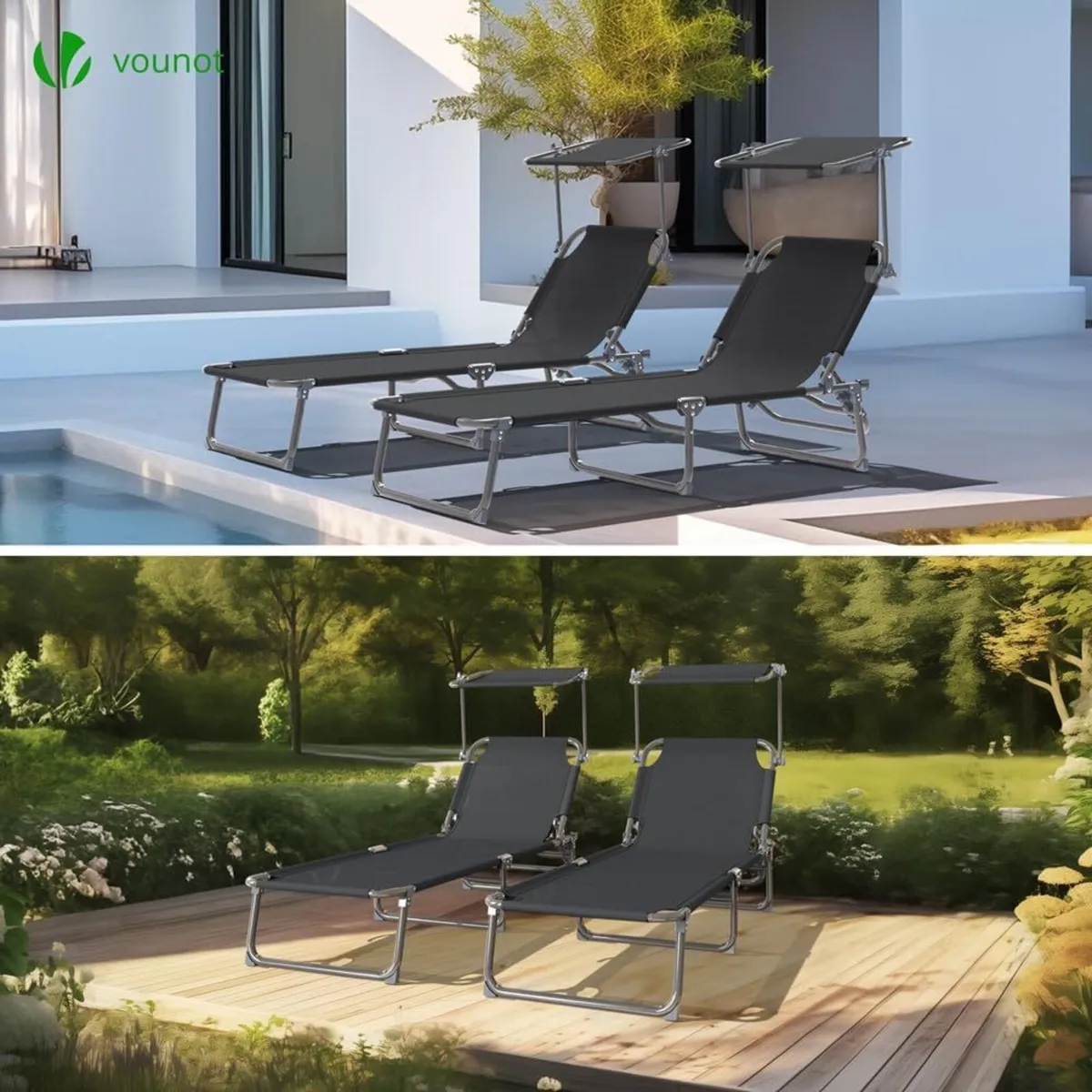 ® Folding Sun Loungers Set of 2 Textilene - Image 4