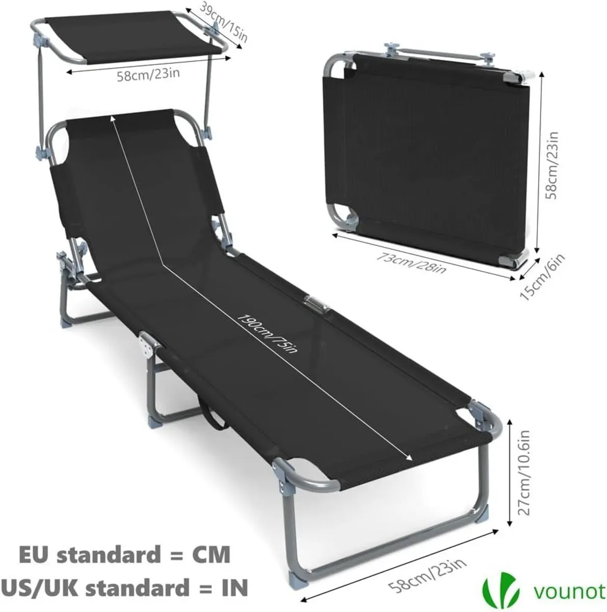 ® Folding Sun Loungers Set of 2 Textilene - Image 2