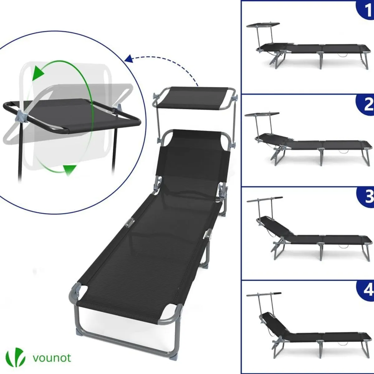 ® Folding Sun Loungers Set of 2 Textilene - Image 3
