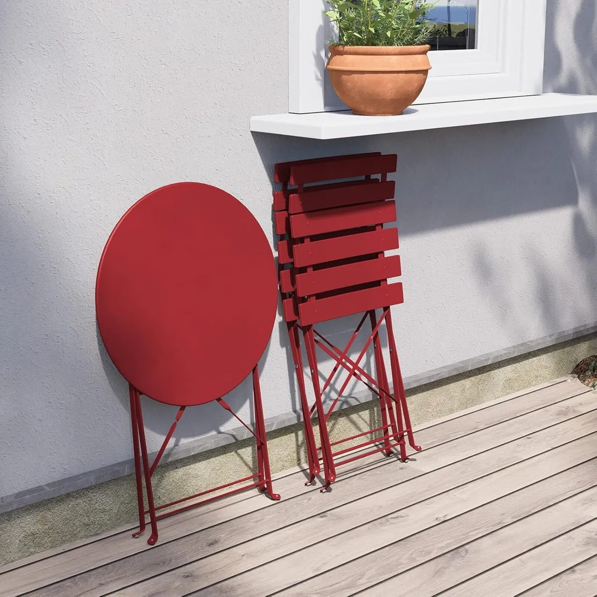 Bistro Set 3 Pieces Garden Furniture Folding 2 - Image 3