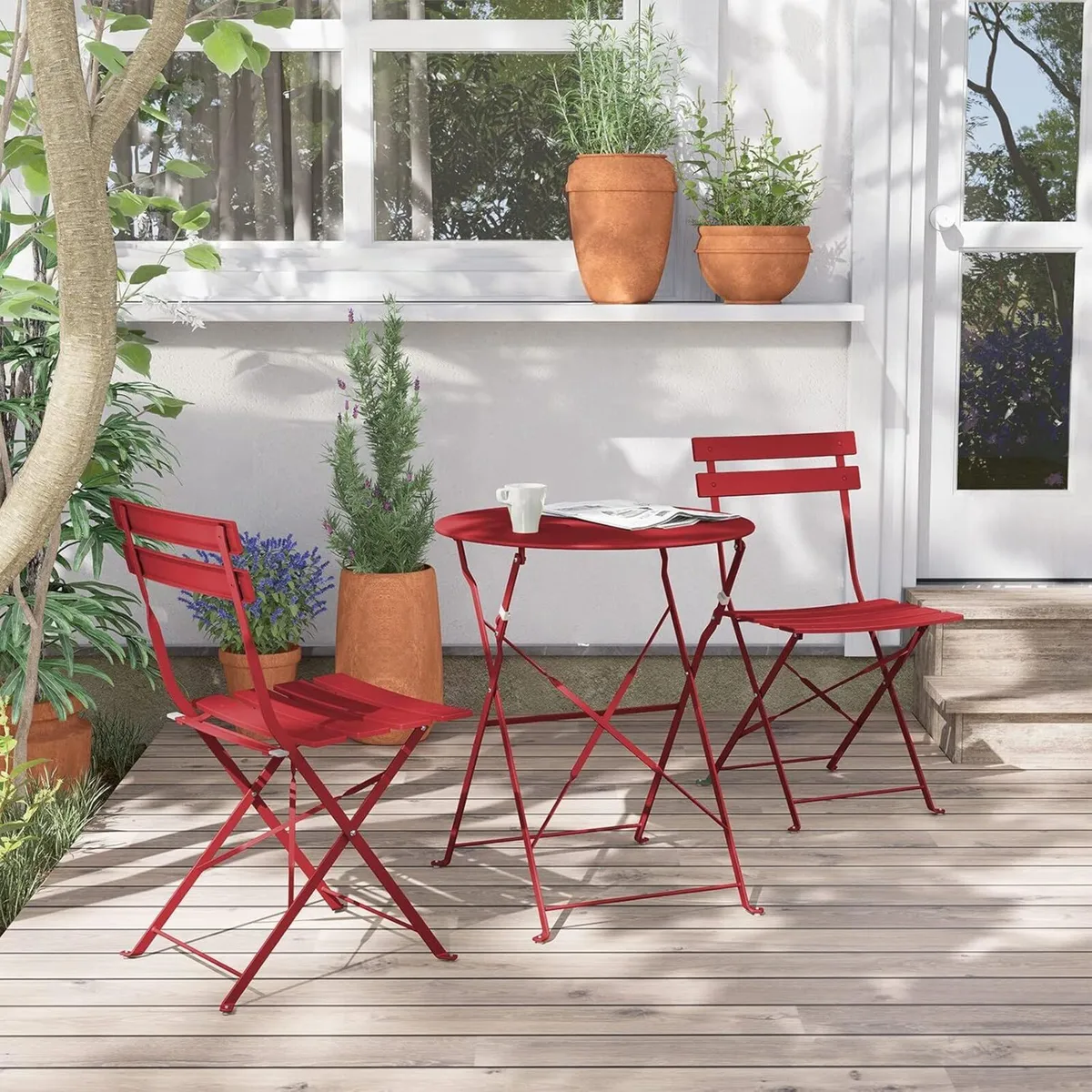 Bistro Set 3 Pieces Garden Furniture Folding 2 - Image 4