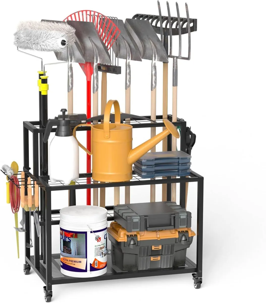 Heavy Duty Garden Tool Storage 3 Tier Metal Shed - Image 1