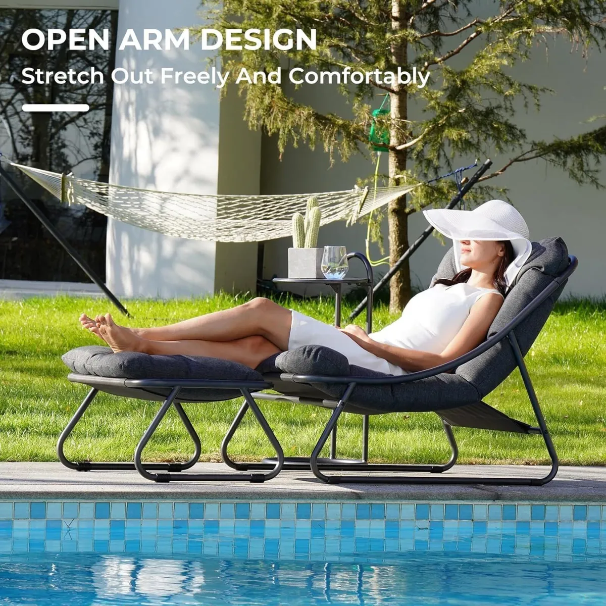 Sun Lounger for garden with Side Table and - Image 4