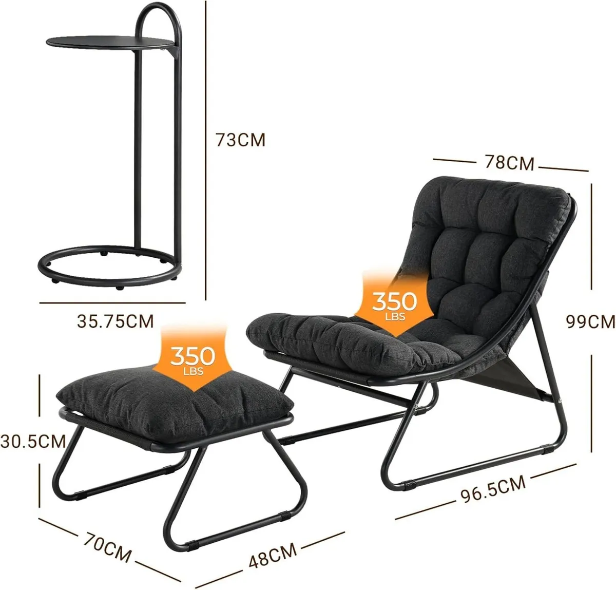 Sun Lounger for garden with Side Table and - Image 3