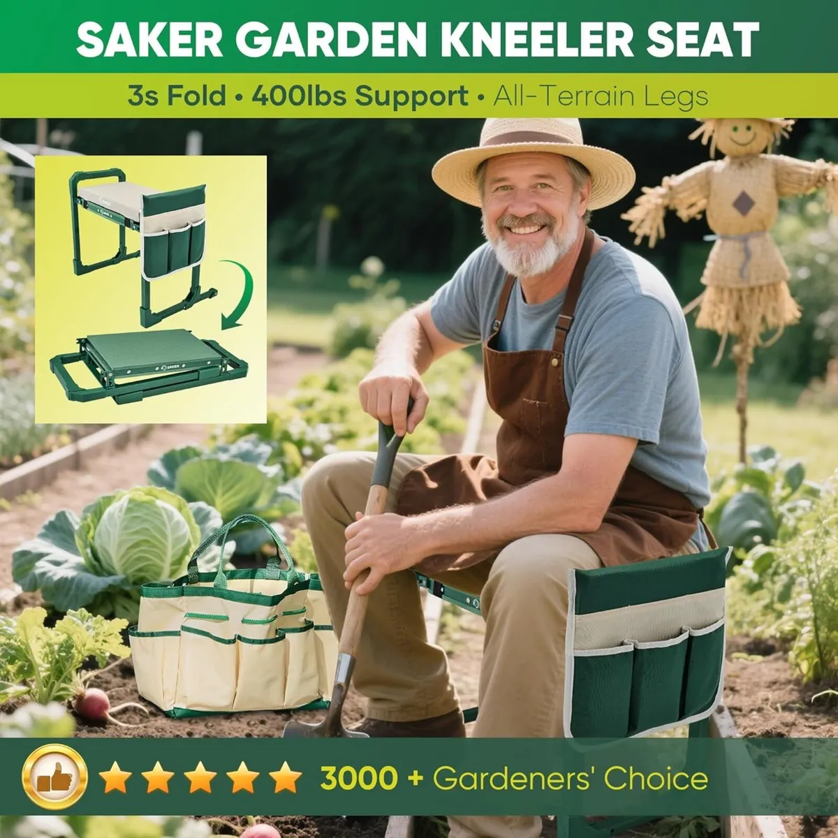 Garden Kneeler and Seat Foldable Gardening Stool - Image 2