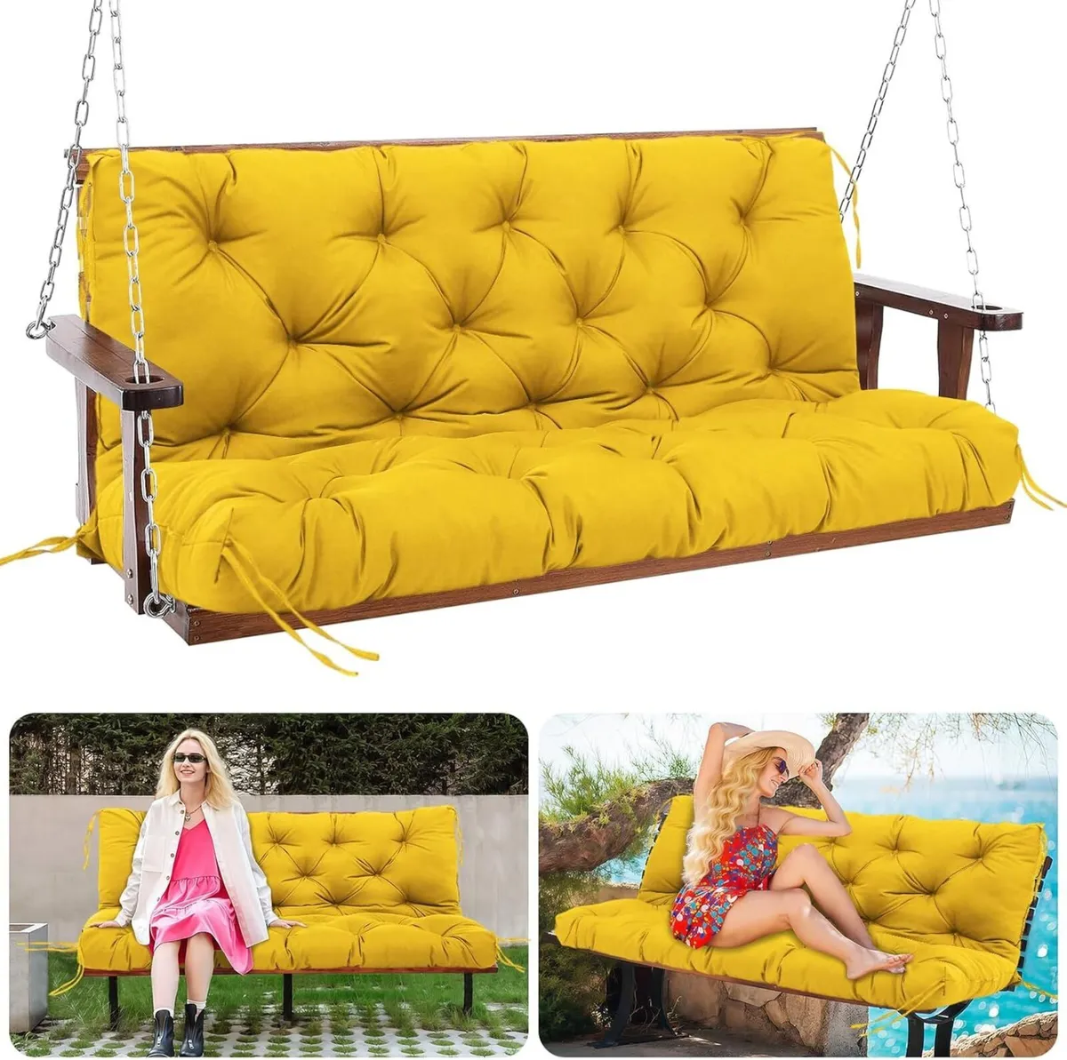 Garden Swing Cushions 3 Seater 150cm Outdoor - Image 1