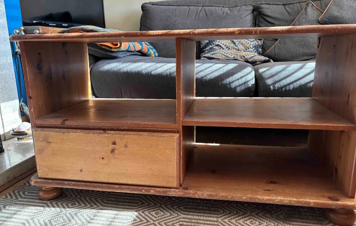 Solid Wood TV Unit – Storage + Drawer – €30 - Image 1