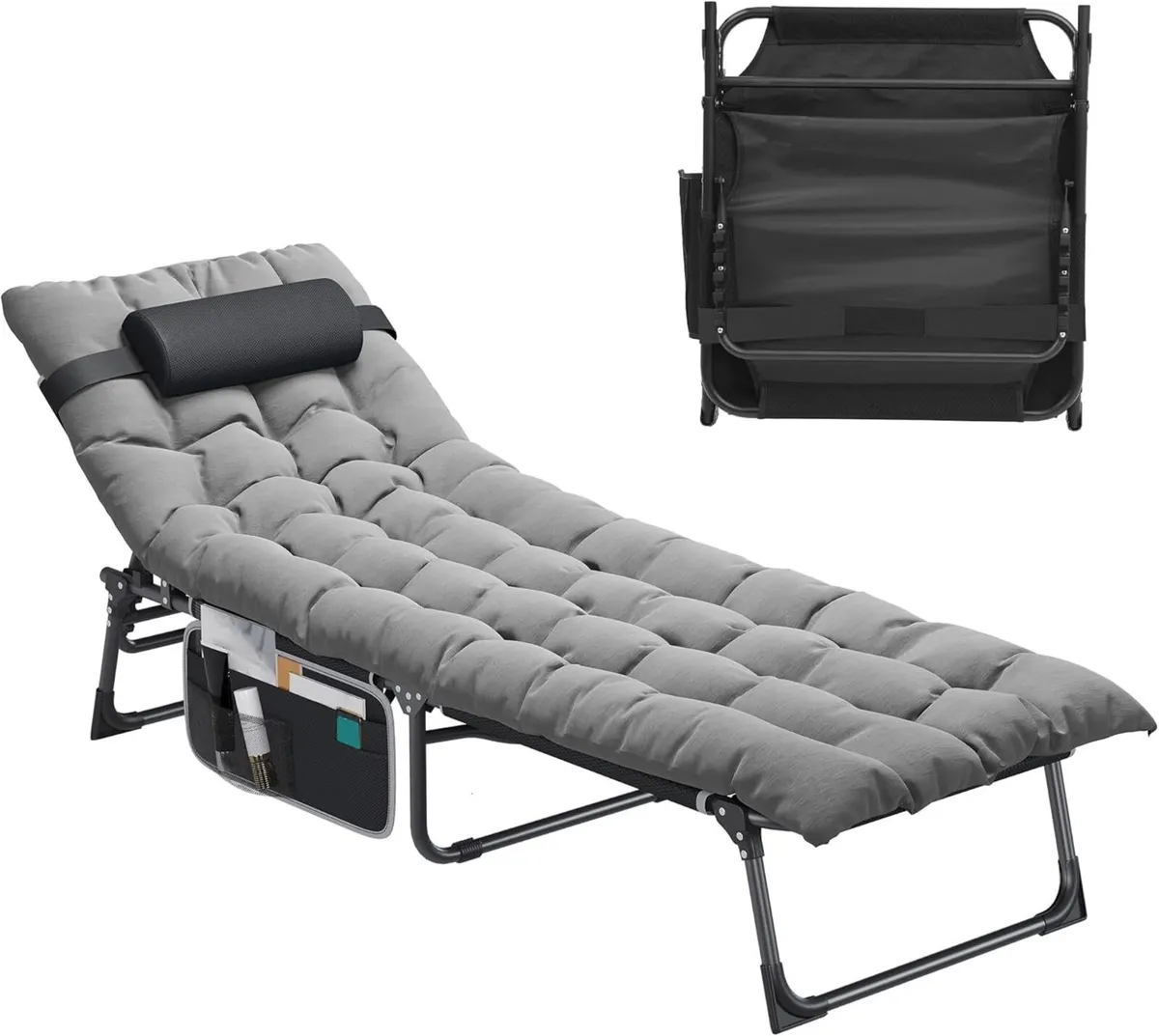 Reclining Sun Lounger with Cushion 190x68x31cm - Image 1