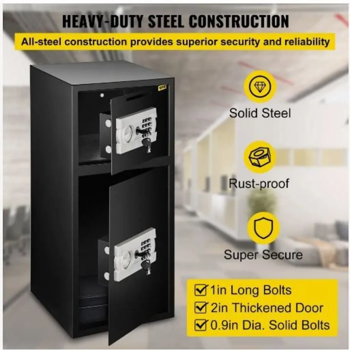 74 L Digital Double Door Safe Depository Box Gun - Image 4