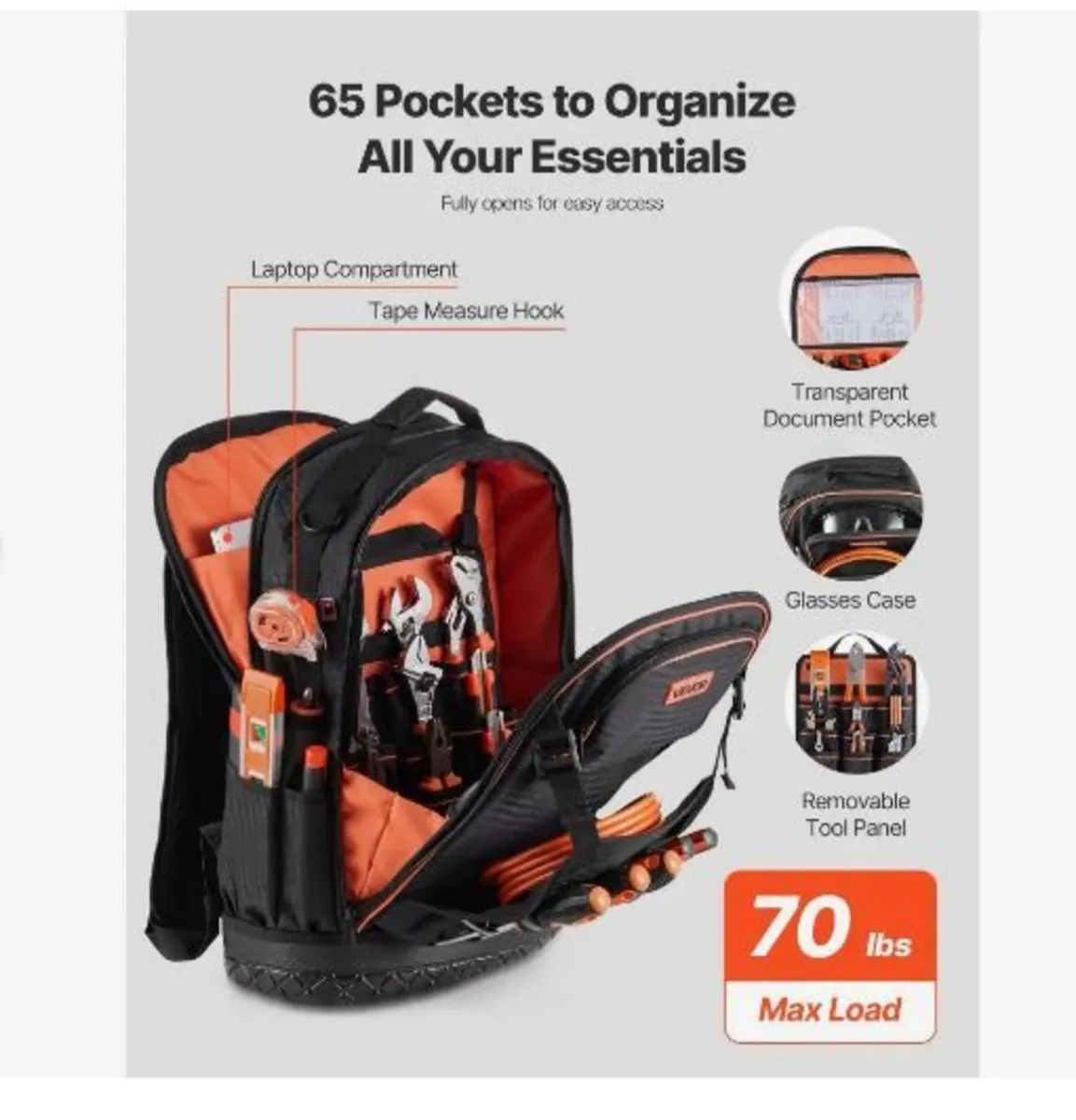 Tool Backpack, 65 Pockets - Image 2