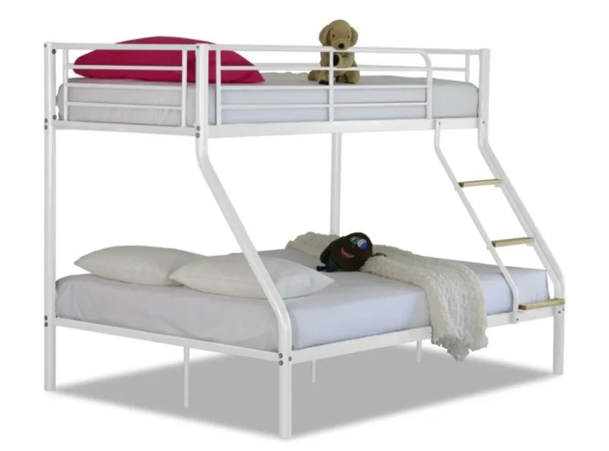 Bunk Bed - White tubular Steel