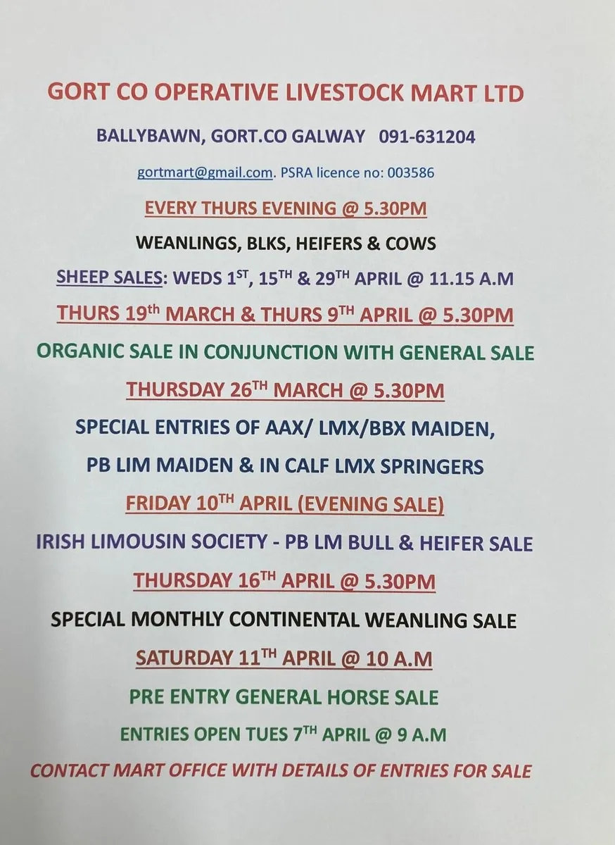 Gort Mart: 19th March: Organic & General - Image 1