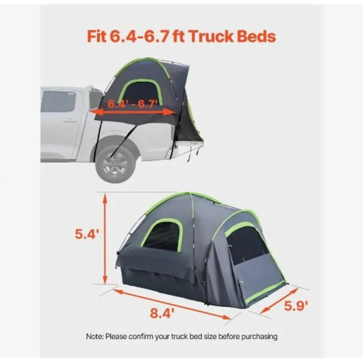 Pickup Truck Tent, Fit 6.4-6.7 ft Truck - Image 2