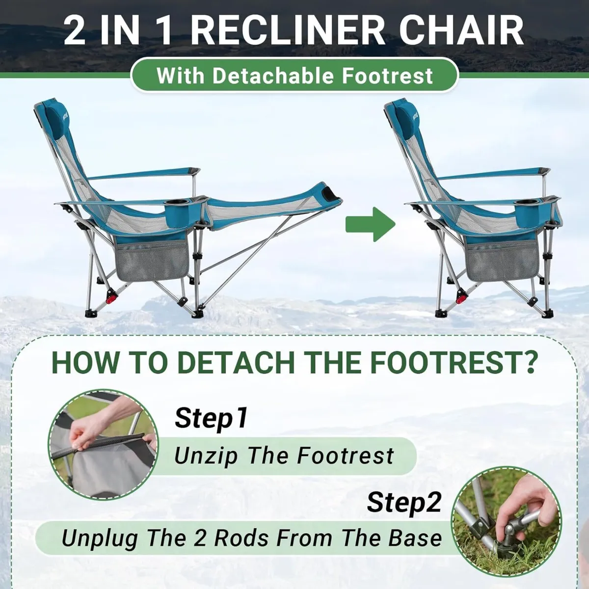 Camping Chairs Folding Recliner Chair Adjustable - Image 4