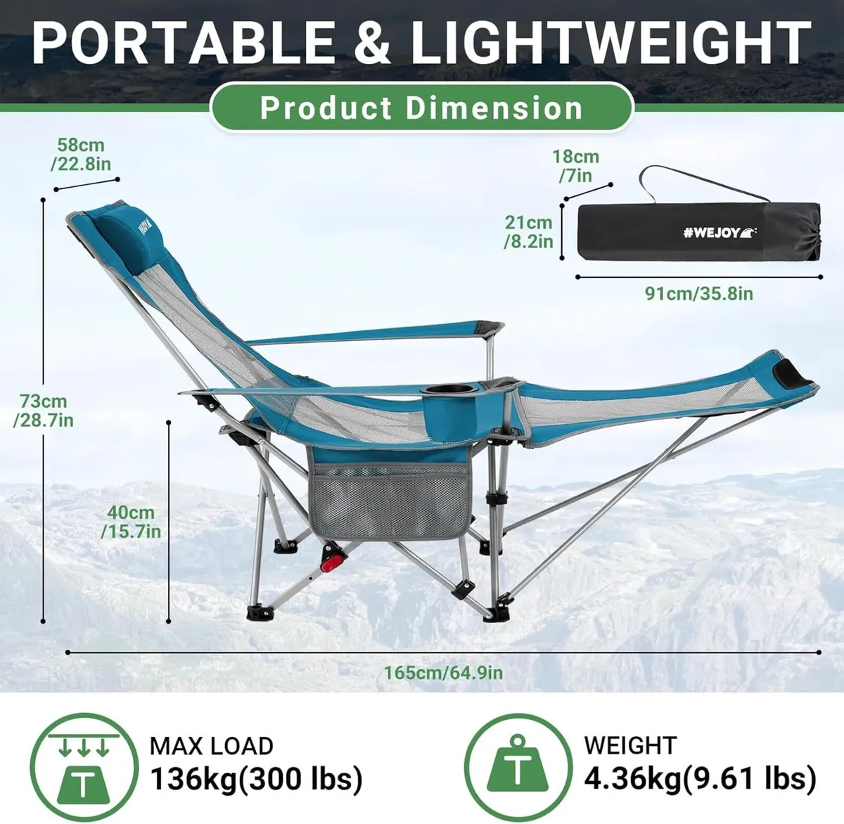 Camping Chairs Folding Recliner Chair Adjustable - Image 2