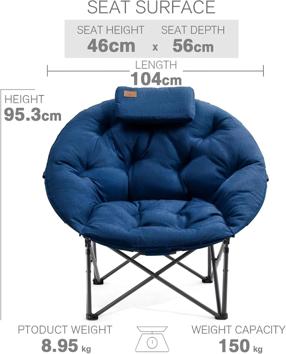 XL Moon Chair for Adults 6cm Padded Garden Saucer - Image 3