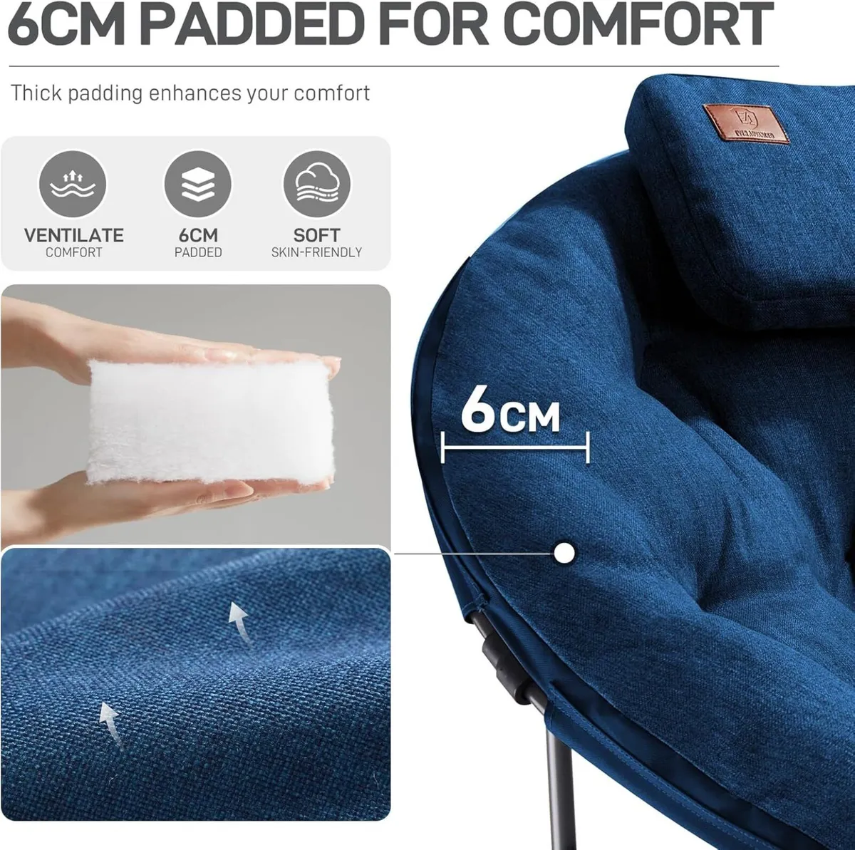 XL Moon Chair for Adults 6cm Padded Garden Saucer - Image 4