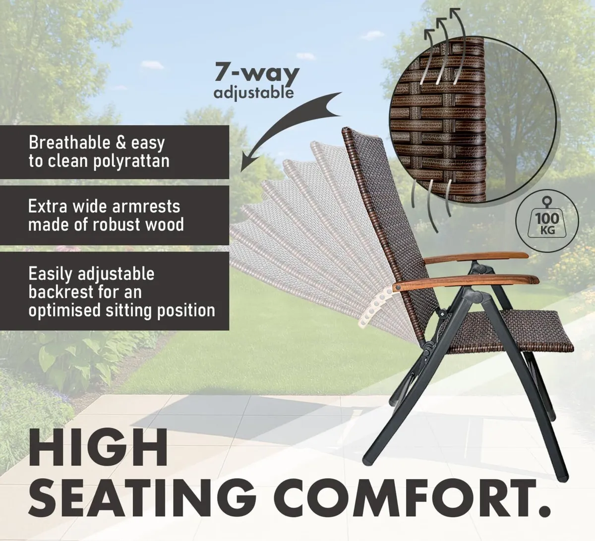 Modena High-Back Dining Chair - Poly-Rattan - Image 3