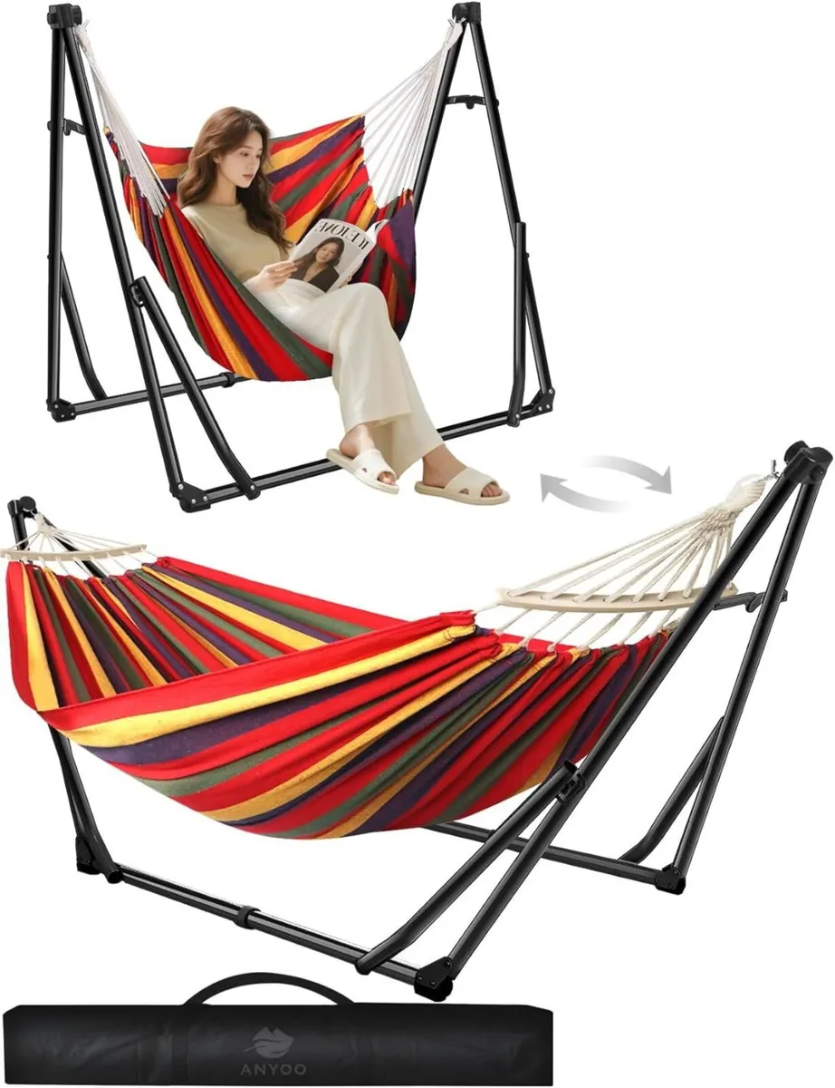 Hammock Hanging Chair with Foldable Stand Dual - Image 1
