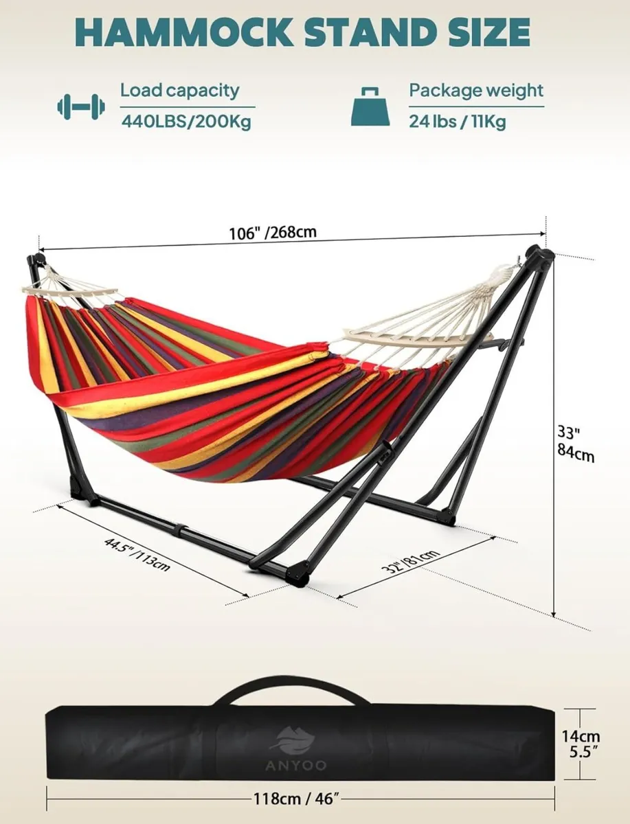 Hammock Hanging Chair with Foldable Stand Dual - Image 2