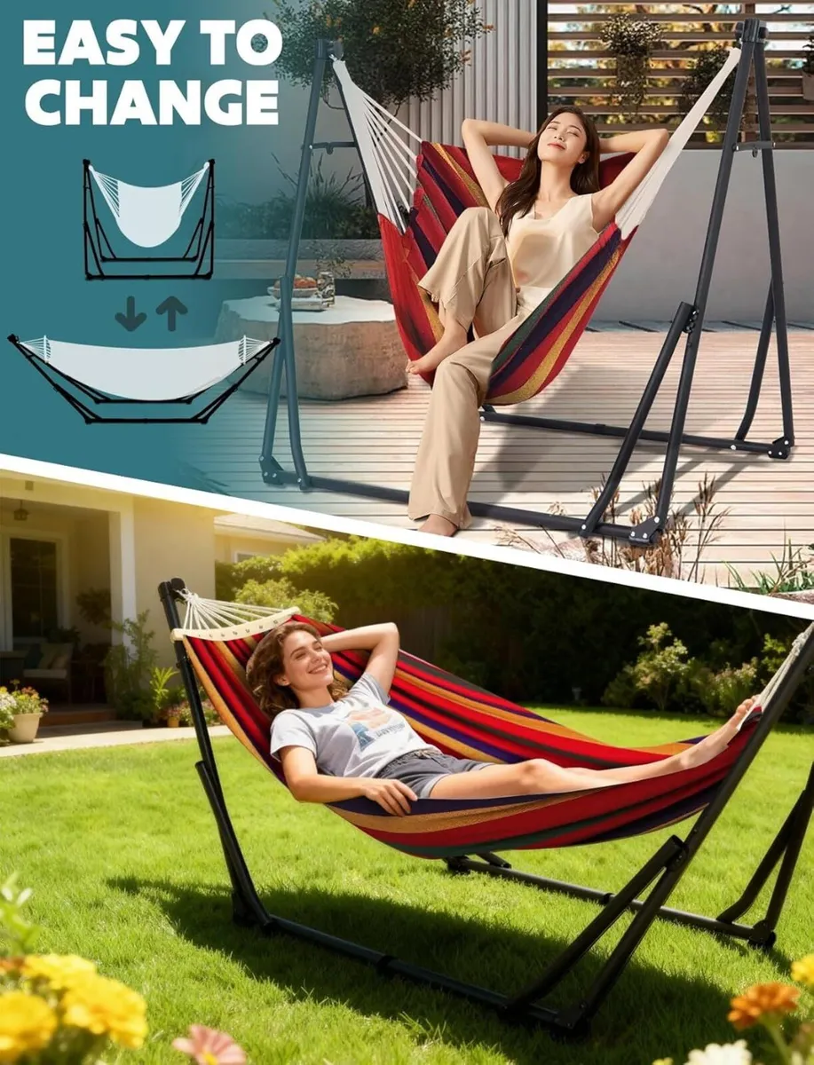 Hammock Hanging Chair with Foldable Stand Dual - Image 3