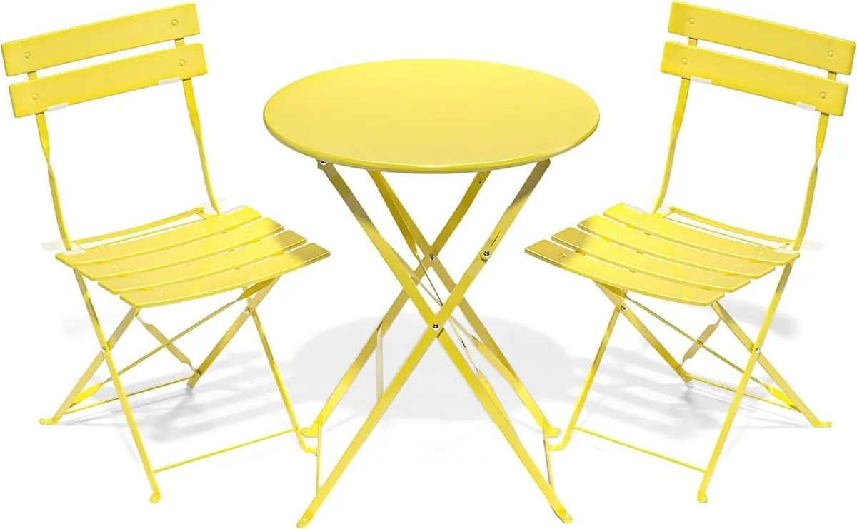 Folding Bistro Table and Chairs Set of 2 Balcony - Image 1