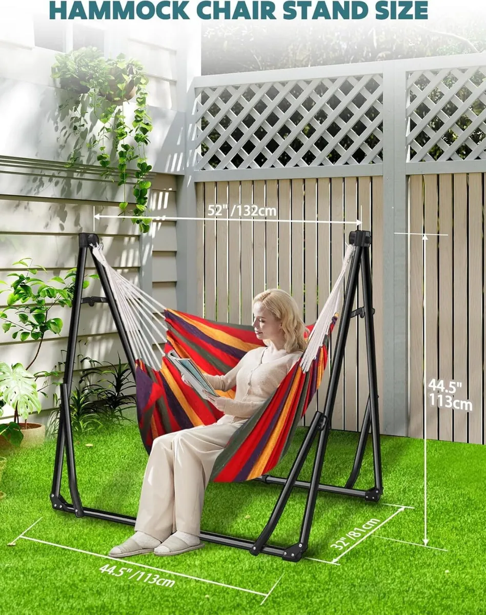 Hammock Hanging Chair with Foldable Stand Dual - Image 4