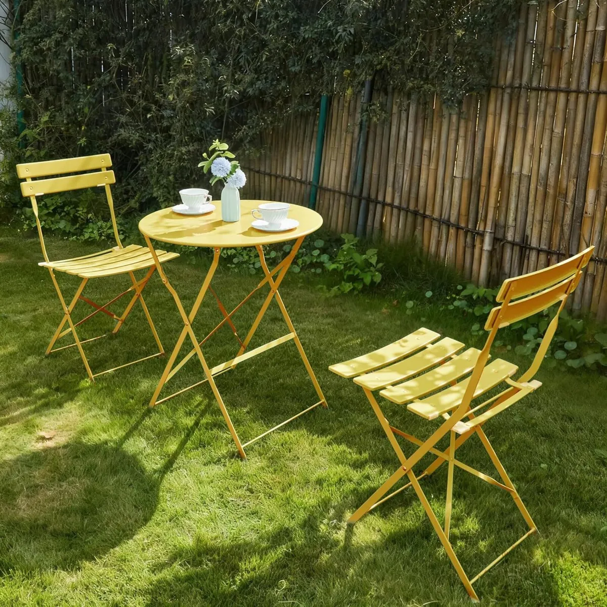 Folding Bistro Table and Chairs Set of 2 Balcony - Image 2