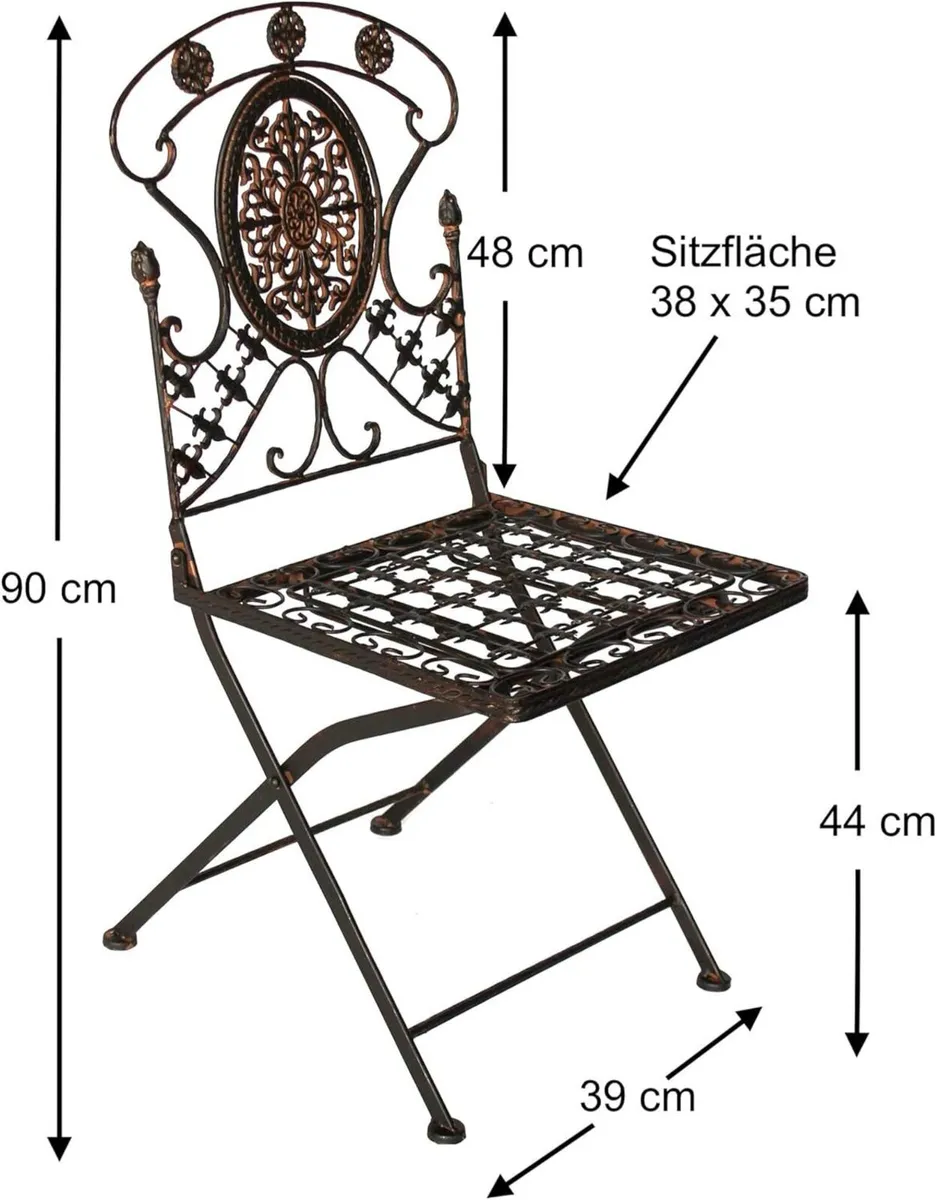 Avis Metal Garden Chair Bistro Vintage Iron - Image 2