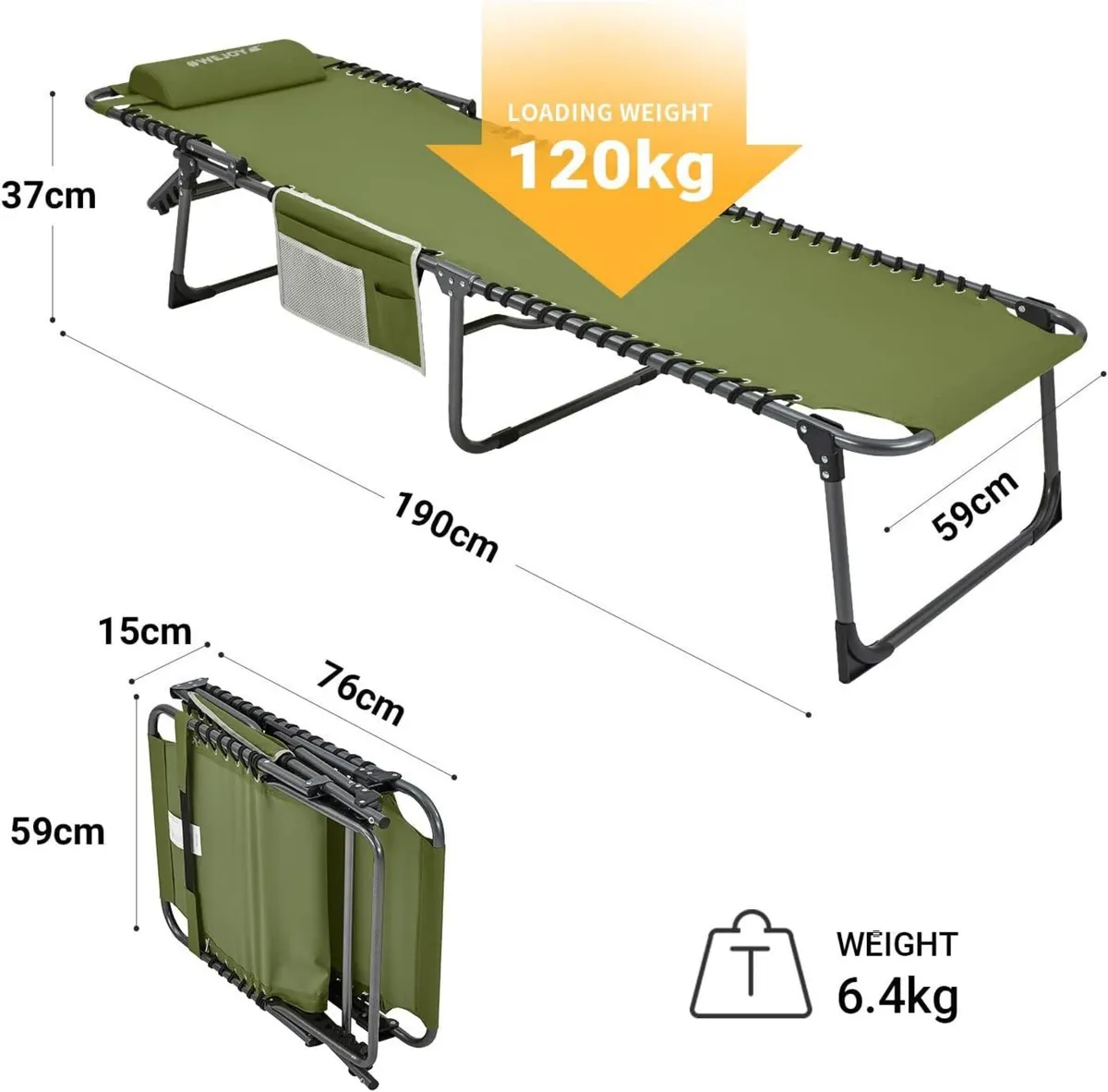 Sun Lounger 5-Position Adjustable with Pillow - Image 3