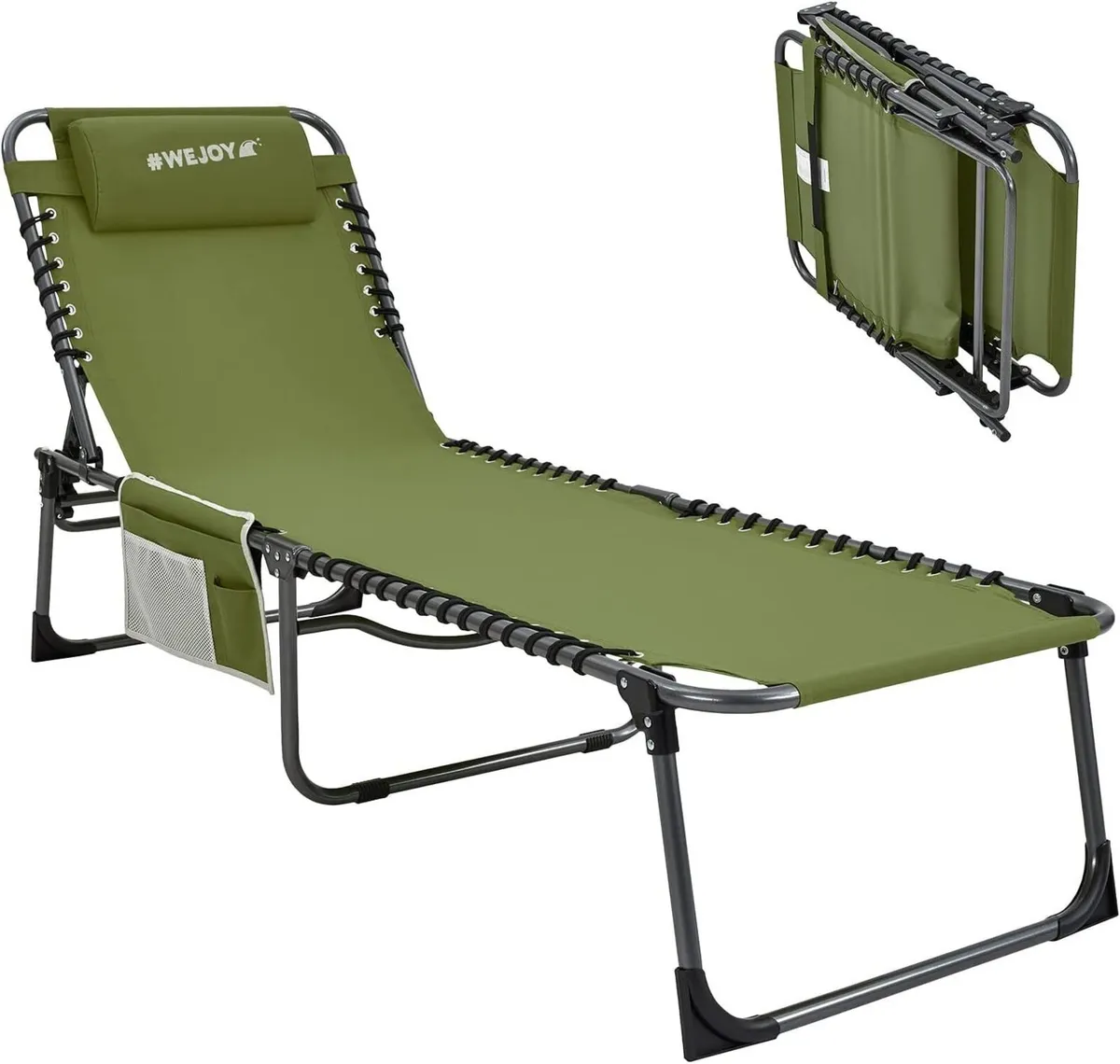 Sun Lounger 5-Position Adjustable with Pillow - Image 1