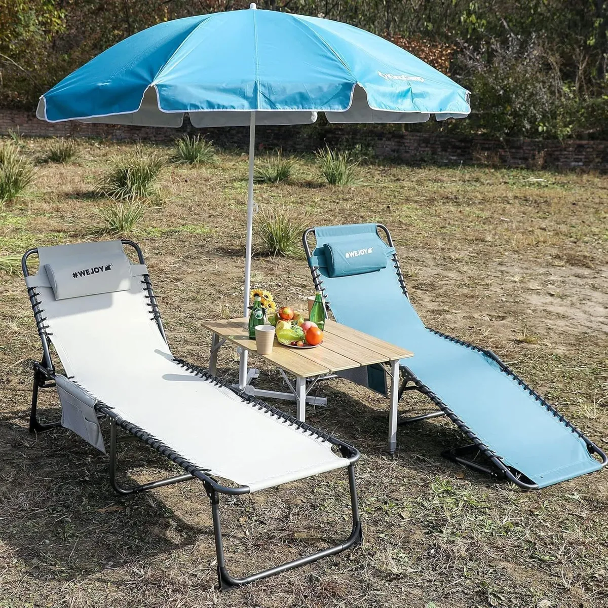 Sun Lounger 5-Position Adjustable with Pillow - Image 2