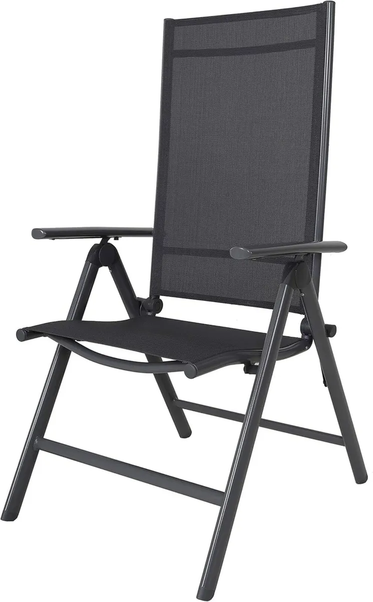 8-Way Adjustable Folding Chair Grey Aluminium - Image 1