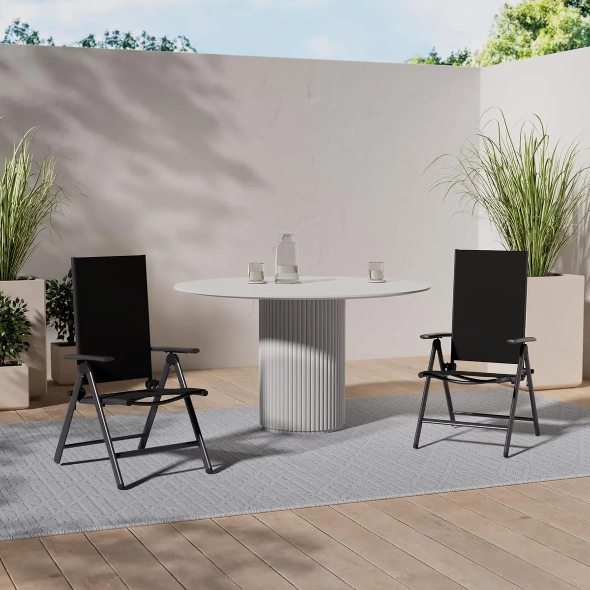 8-Way Adjustable Folding Chair Grey Aluminium - Image 2