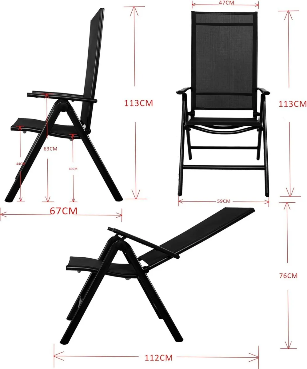 8-Way Adjustable Folding Chair Grey Aluminium - Image 3