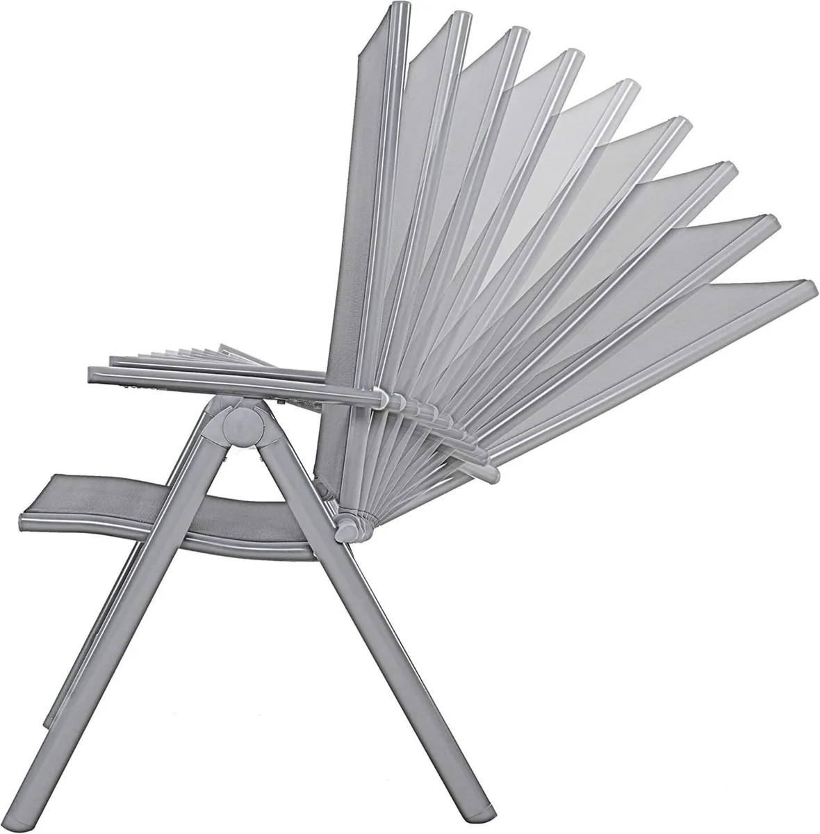 8-Way Adjustable Folding Chair Grey Aluminium - Image 4