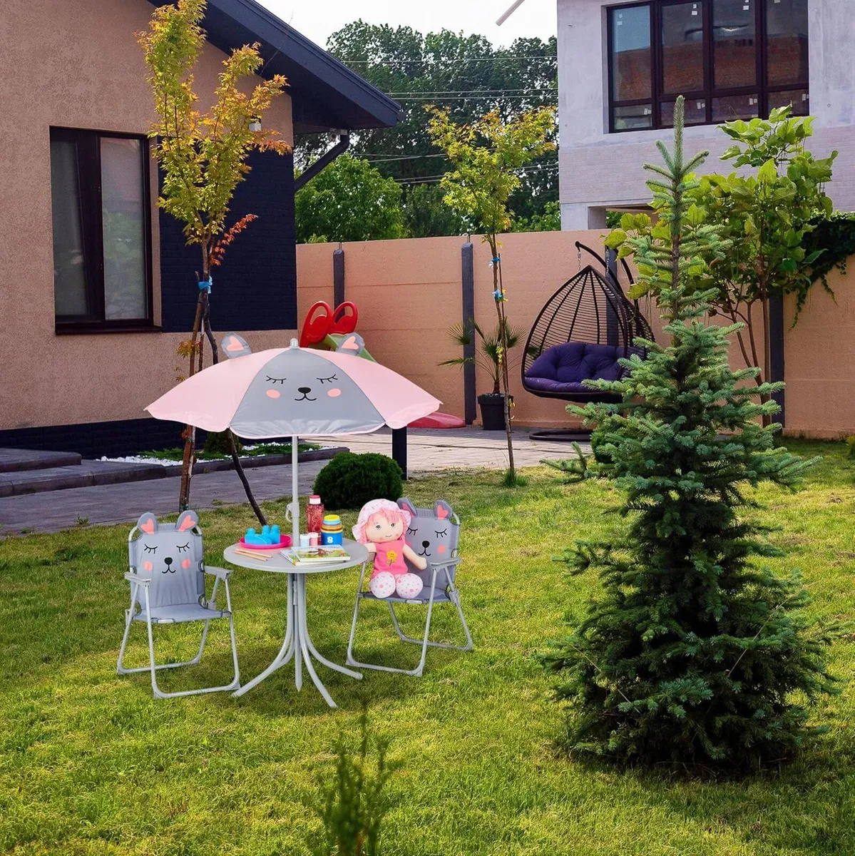 Children’s Camping Furniture Set with Parasol - Image 4