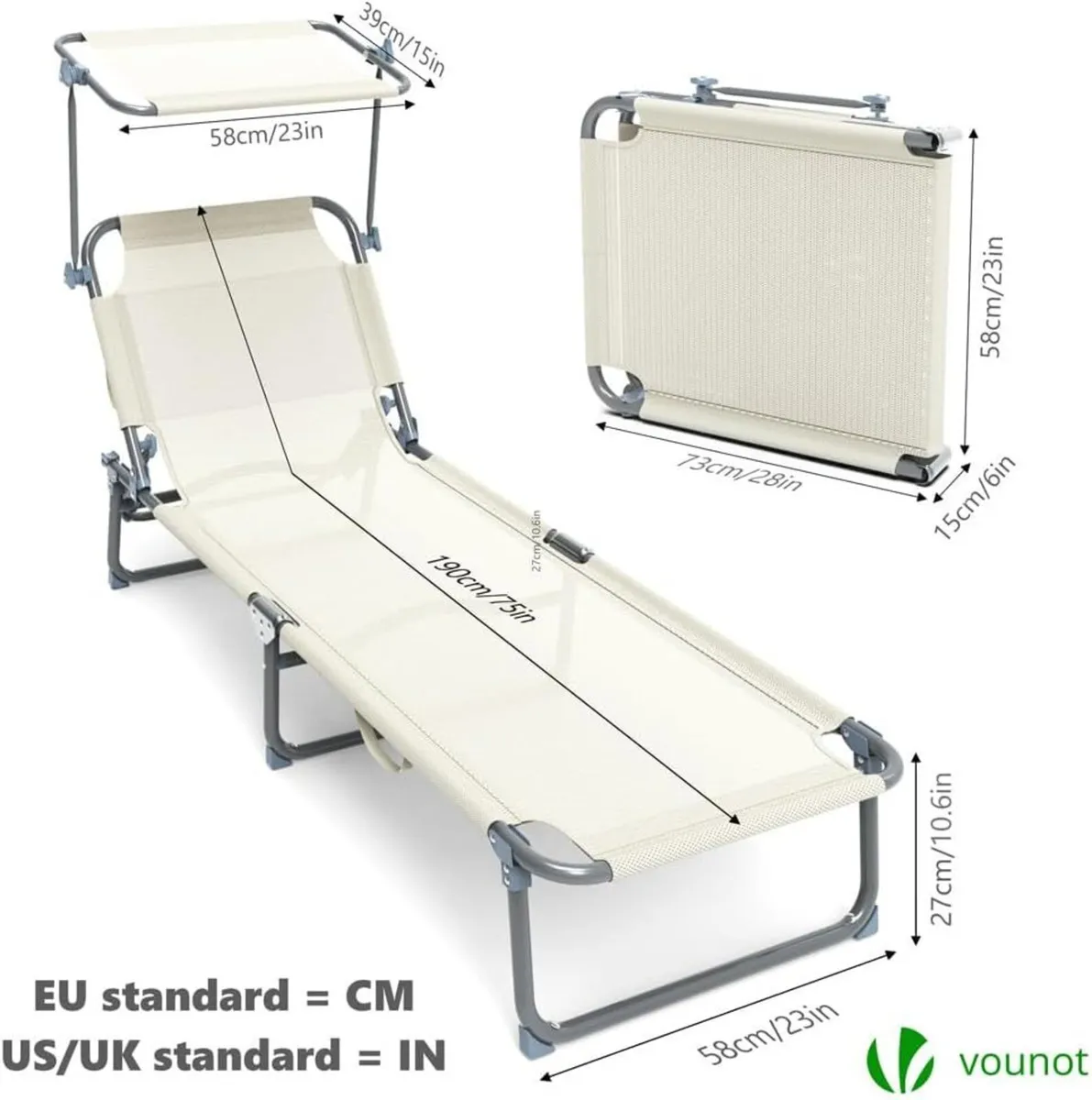 ® Folding Sun Loungers Set of 2 Textilene - Image 2