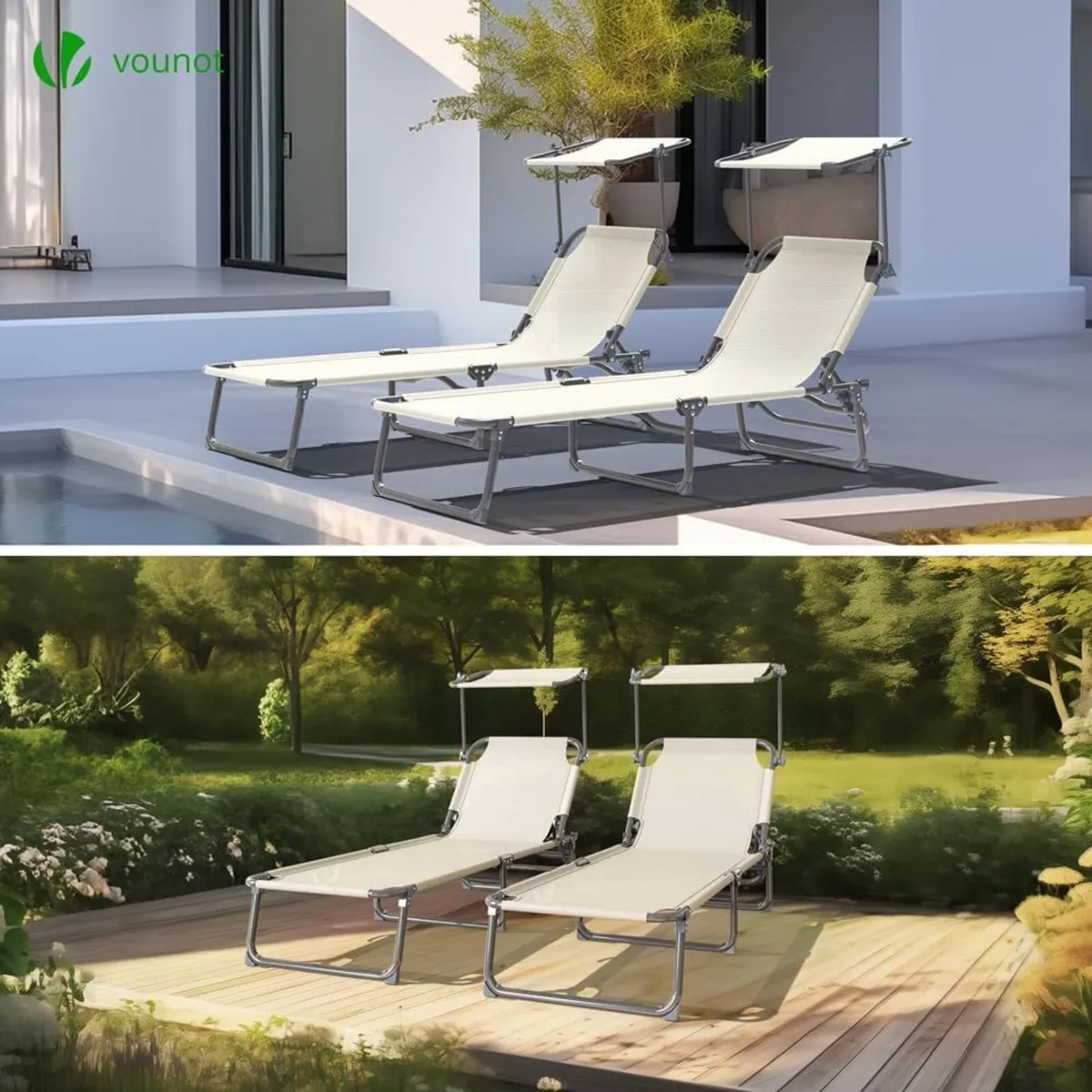 ® Folding Sun Loungers Set of 2 Textilene - Image 4