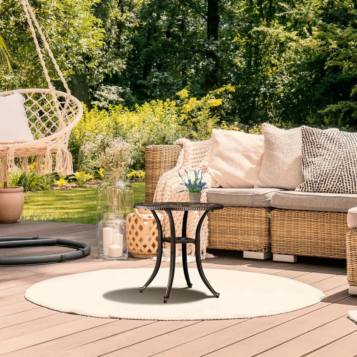 Garden Side Table Antique Look Cast Aluminum - Image 4